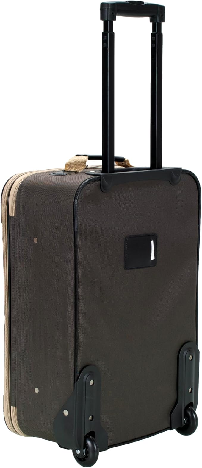 Rockland Fashion Softside Upright Luggage Set,'Expandable,Lightweight,Telescopic Handle,Wheel, Brown, 2-Piece (14/19)