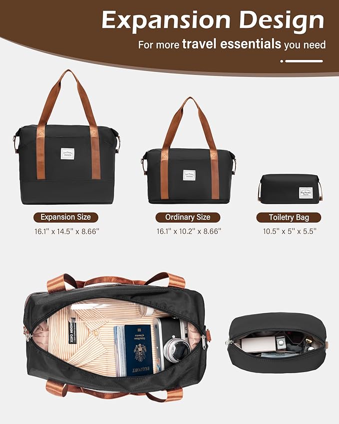 LONG VACATION Carry On Luggage Sets 3 Piece 20 Inch Suitcase Set, ABS+PC Hardshell Lightweight Travel Luggage with Spinner Wheels & YKK Zipper TSA Lock (BLACK-BROWN, 20 Inch)