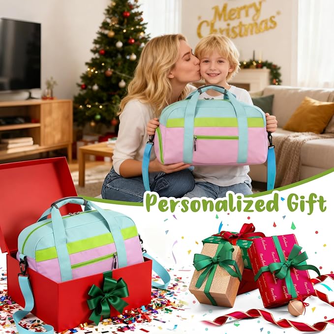 WOOMADA Kids Duffle Bag for Boys or Girls, Kids Overnight Bag with Shoe Compartment＆Wet Pocket, Ideal for School Practice, Sports, Travel(blue&purple)