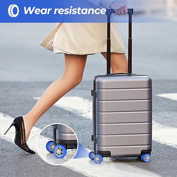 8 Pack Luggage Wheel Covers for Dual Spinner Wheels, Silicone Suitcase Wheel Protectors for 2.0"-2.4" Wheels, Noise Reducing & Anti-Scratch Tire Sleeves, Travel Accessories for Checked & Carry On-Blue