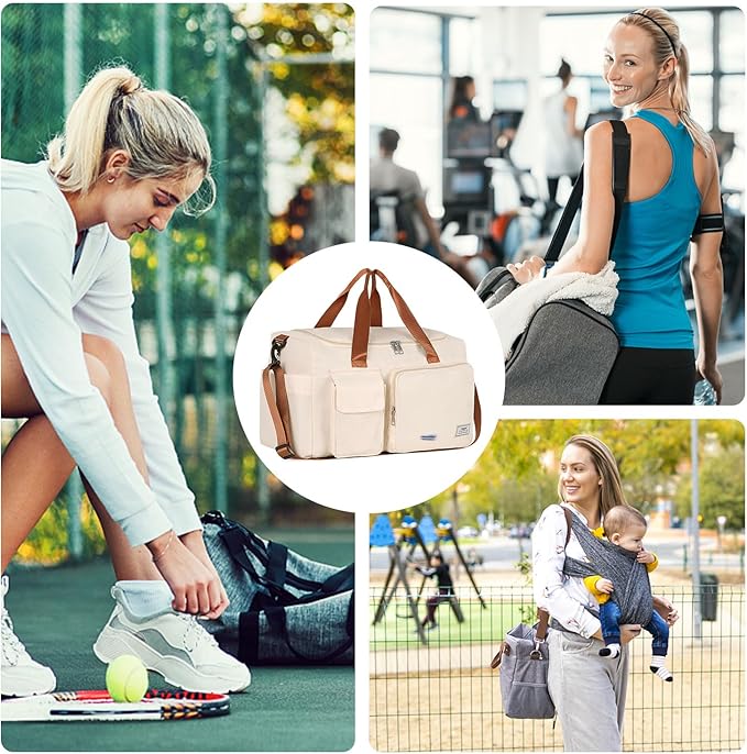 FIORETTO Women's Gym Duffle Bag with Shoes Compartment, 30L Capacity, Ideal for Travel, Gym, Sports, Duffel, Weekender