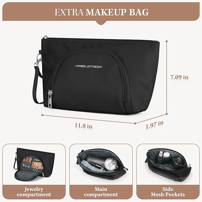 Maelstrom Gym Bag for Women,40L Travel Duffel Bag with Shoes Compartment and Wet Pocket,Waterproof Carry On Weekender Bag,Sport Gym Tote Bags Swimming Yoga, Hospital Holdalls（Black）