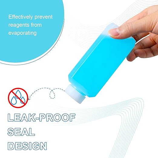 8oz Leak Proof Plastic Bottles with Caps, Laboratory Reagent Bottle, Reusable Small Pill Storage Containers for Travel, Classrooms, Home (2 pack white,2 pack translucent)