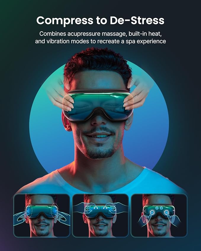 RENPHO Eye Massager with Heat, Birthday Gifts for Women Men Her, Eyeris 1 Heated Sleep Mask, Eye Care, Headache Massager for Migraines with Bluetooth Music
