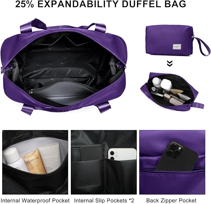 LARVENDER Luggage Sets 3 Piece, Expandable Hardside PP Carry On Luggage Suitcase with 360° Spinner Wheels TSA Lock Suitcase Set for Women Men, Grape Purple