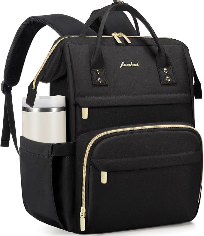 FOCDOD Women Laptop Backpack Work Bag - Fits 15.6 inch with Laptop Compartment Waterproof Professional Fashion Travel Purse for College Nurse Business Computer Backpack