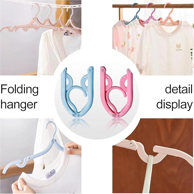 10Pcs Multicolor Travel Hangers, Portable Folding Clothes Hanger Foldable Drying Rack for Camping Home Use