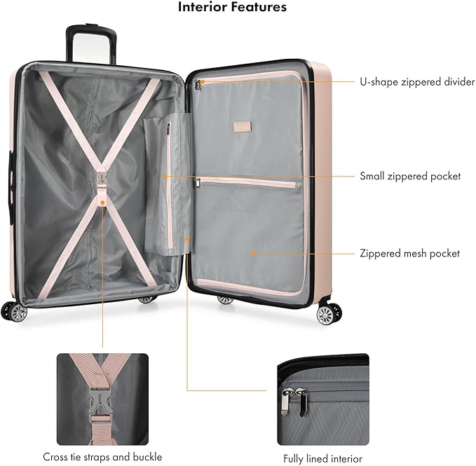 Travel Select Snowcreek Hardside Expandable Spinner Luggage Set w/USB Port, Pink, 3-Piece