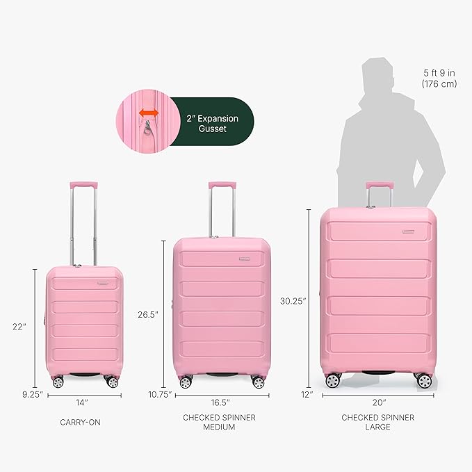Traveler's Choice Pagosa Hardshell Expandable Luggage with Spinner Wheels, Pink, 30-Inch Large
