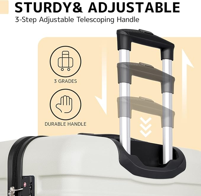 AnyZip Luggage PC ABS Hardside Lightweight Suitcase with 4 Universal Wheels TSA Lock Checked-Medium 24 Inch White