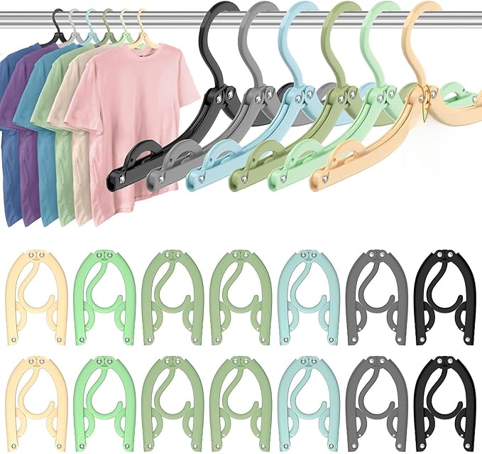 Travel Hangers Portable Foldable Travel Hanger Organizer, Plastic Cruise Ship Accessories Essentials Clothes Hanging Rack Folding Hangers for Traveling Camping Flying RV Suitcase (36, Pastel Black)