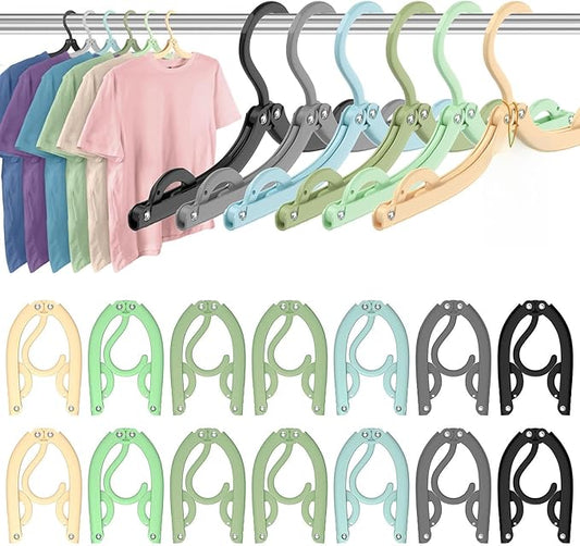 Travel Hangers Portable Foldable Travel Hanger Organizer, Plastic Cruise Ship Accessories Essentials Clothes Hanging Rack Folding Hangers for Traveling Camping Flying RV Suitcase (36, Pastel Black)