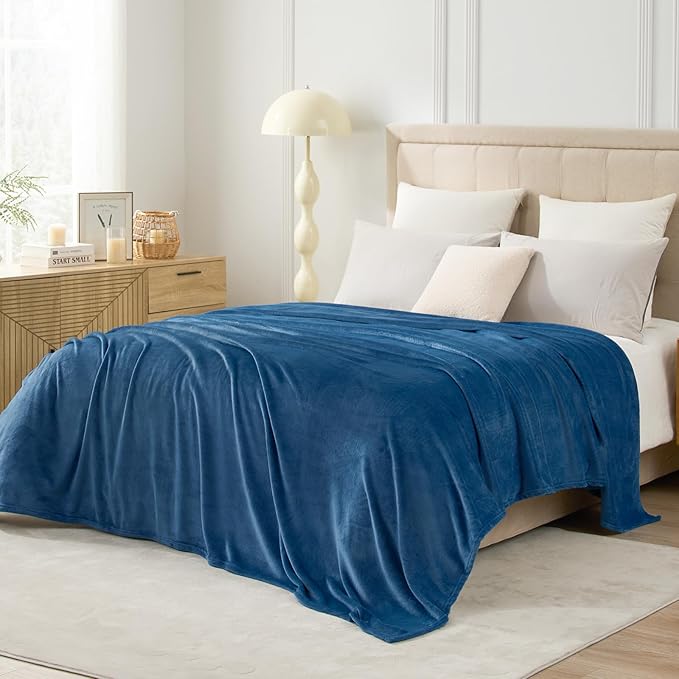 Hansleep Fleece Mineral Blue Throw Blanket, Super Soft Flannel Fuzzy Plush Cozy Blanket for All Seasons, Mineral Blue, Throw 50x60 Inches