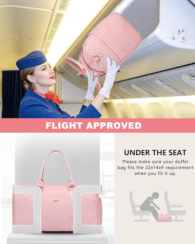 Women Weekender Travel Duffle Bag: Travel Duffel Overnight Bags with Shoe Compartment Large Carry on Tote with Toiletry Bag Weekend Traveling Yoga Gym Hospital Bag for Women with Wet Pocket Pink