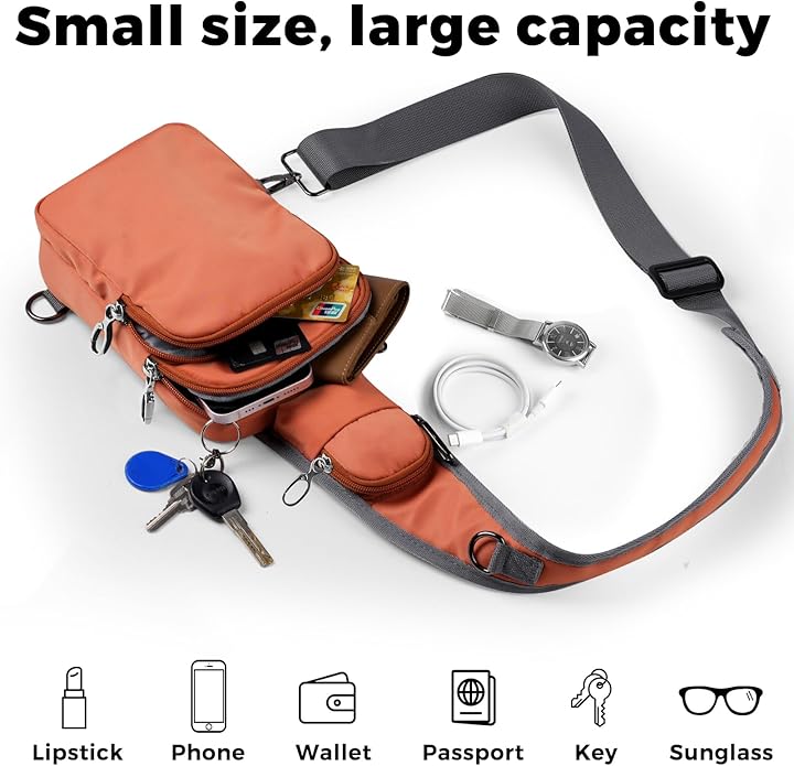 VADOO Sling Bag, Crossbody Bag with Zipper Lock, RFID Blocking & Water Resistant for Men and Women