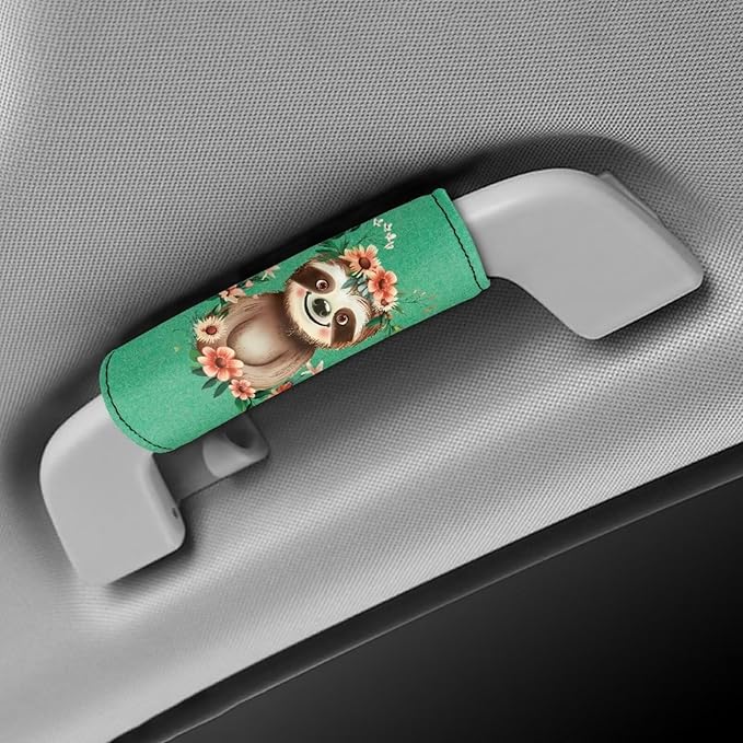 BIGCARJOB Green Sloth Luggage Handle Wrap Set for Suitcase 2 Pieces Cute Sloth Print Suitcase Identifier Protective Cover Trolley Case Grip Travel Luggage Accessories Door Handle Replacement
