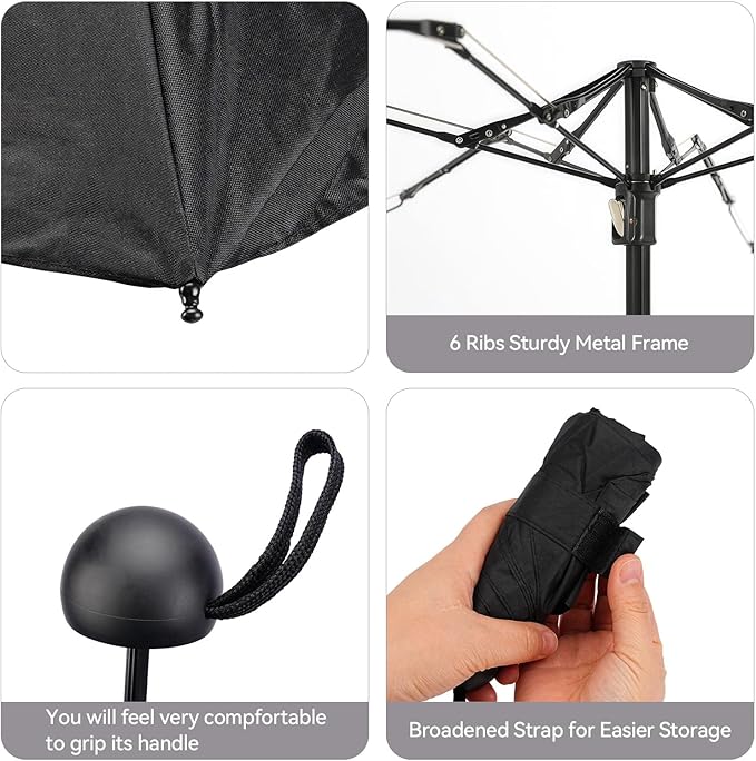 Mini Umbrella for Travel, Compact Folding Umbrella with Case, Lightweight 0.45lb Small Pocket for Backpack and Purse, Rain and Sun Protection - UPF 50+ Windproof Travel Umbrella Compact Mini for Outdoor Use