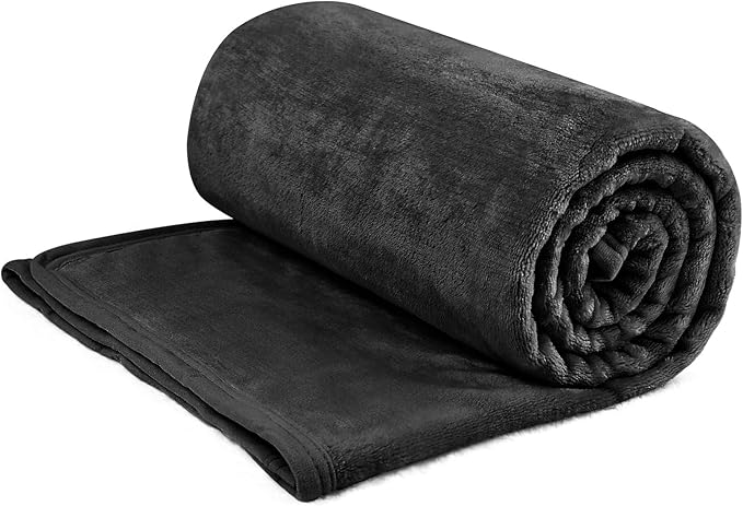 EIUE Comfortable Fleece Blanket,Ultra Soft Cozy Small Black Blankets for All Seasons (Coal Black,40x60 inches)