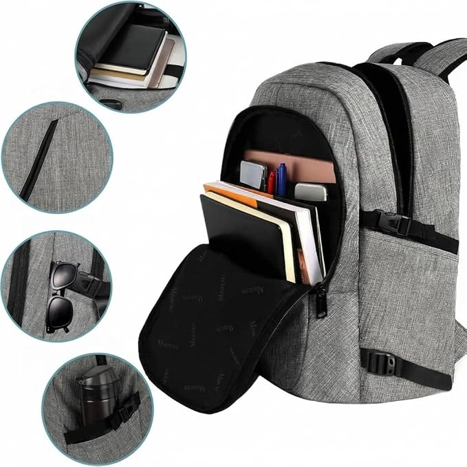 Mancro 17.3 Inch Business Laptop Backpack Large Travel Backpack Lightweight Anti-Theft Laptop Backpack for Men & Women
