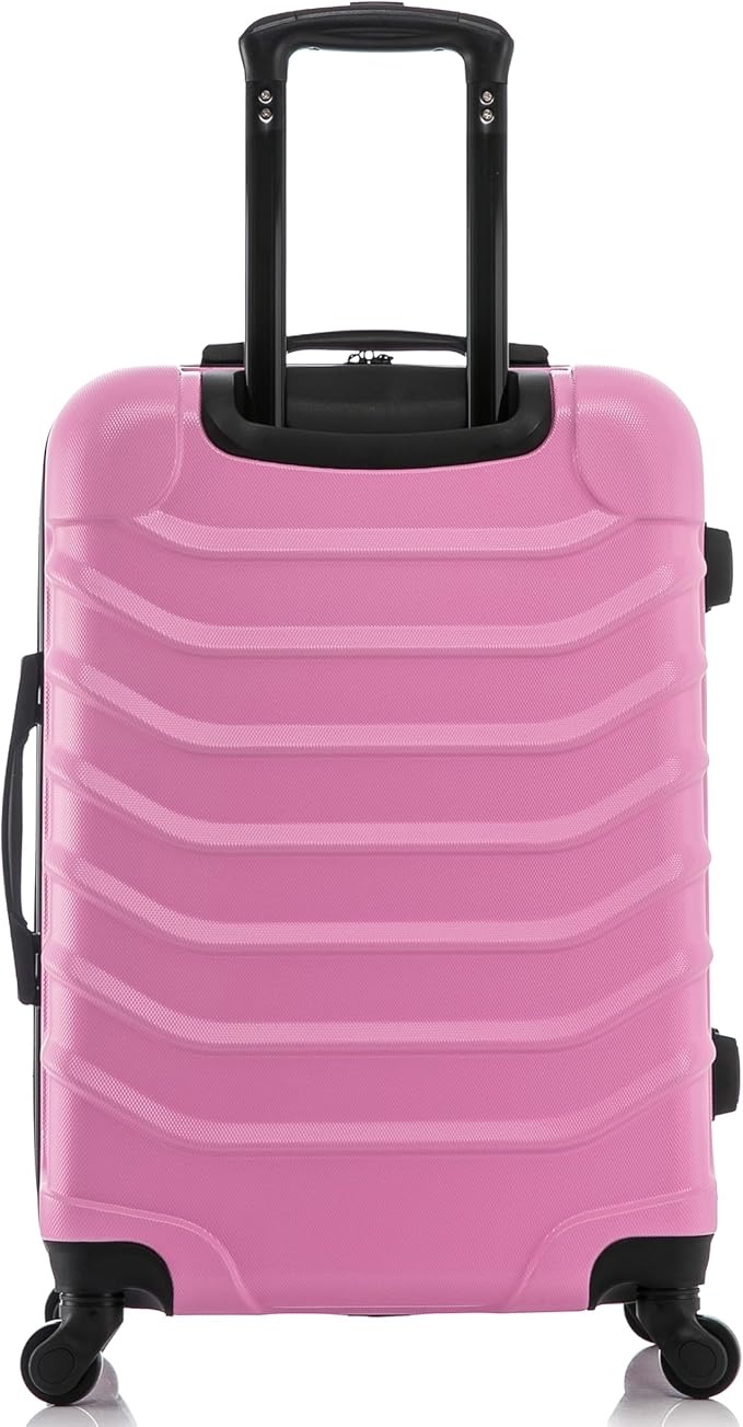 InUSA ENDURANCE Luggage with Spinner Wheels | Durable Lightweight Hardside Suitcase, Spacious Travel Bag with Handle and Trolley | 24-Inch Medium Checked Luggage | Pink