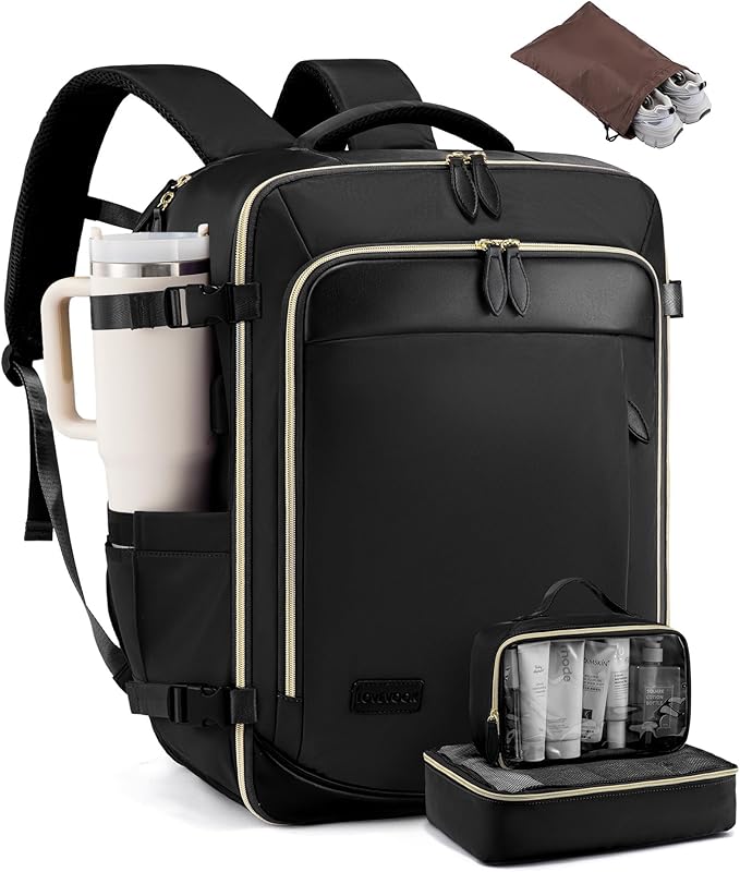 LOVEVOOK 50L Travel Backpack Carry On Airline Approved, Large Backpack with 3 Packing Cubes, TSA Travel Essentials Carry On Bag, Waterproof Weekender Overnight Luggage Daypack, Fits 18 Inch Laptop