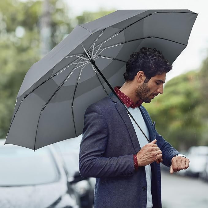 G4Free 54 Inch Large Compact Windproof Golf Umbrella for Rain Oversized Auto Open Close Folding Travel 10 Ribs Vented Double Canopy Umbrella for Women Men
