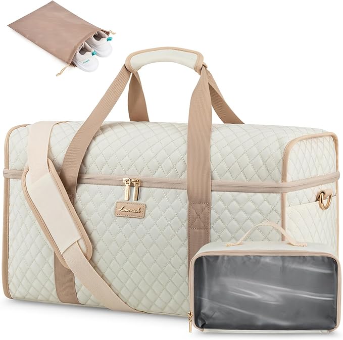 LOVEVOOK Travel Duffle Bag - Weekender & Overnight Bag with Toiletry & Wet Pocket, Carry-On Size, 3pc Set