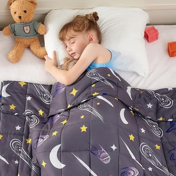 yescool Star Weighted Blanket 10 Pounds Twin Cooling Weighted Blanket, Galaxy Moon Heavy Blanket for Sleeping, Weighted Throw Blanket Gifts for 80-110lbs, 48"x72"