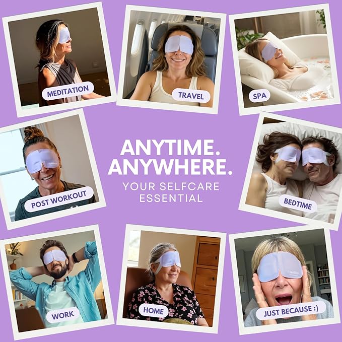Steam Eye Mask, Self Heating Heated Eye Mask for Sleep, Warm Compress for Eyes, Moist Heat for Dry Eye Relief, Stye Eye Treatment, Spa, Travel Essentials, Unscented 16 Pack