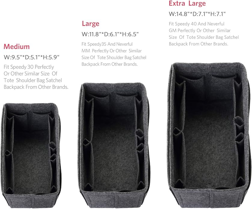 ZTUJO Felt Purse Organizer, Multi Pocket Bag in Bag Organizer For Tote & Handbag Shaper, Speedy 30, Speedy 35 and Speedy 40