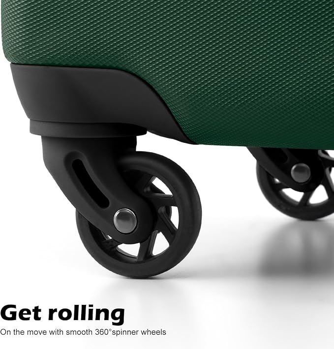 Coolife Luggage 3 Piece Set, Lightweight Durable Hardshell Suitcase set with 360° Spinner Wheels, TSA-approved Lock, Checked Family Travel Luggage sets, 20/24/28 Inch, Dark Green