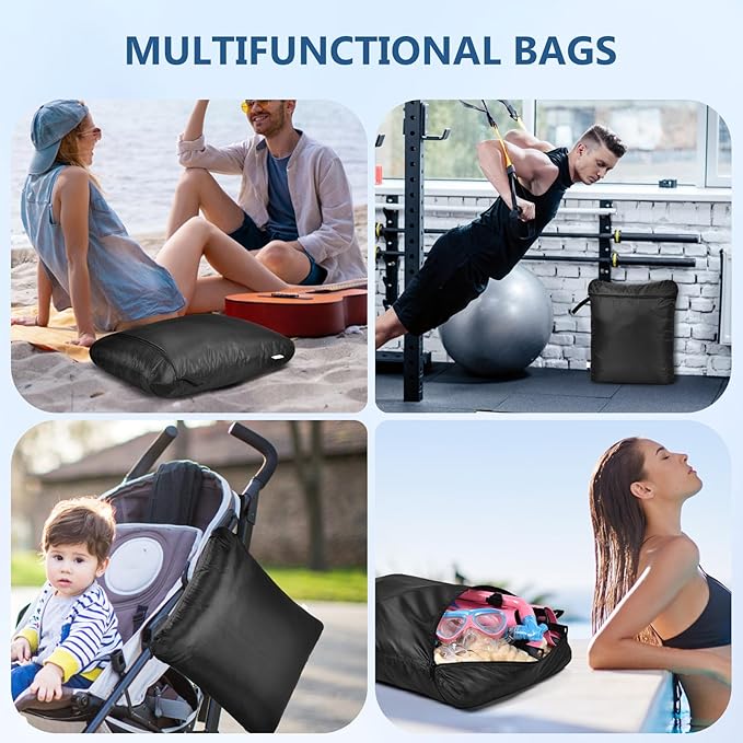 OTraki 20x24 inch Wet Bag for Swimsuit 2pcs Large Gym Wet Bag with Handle & Zipper Wet Clothes Organizing Machine Washable Waterproof Wet Dry Bag for Travel Drying Do Not Exceed 176℉ Black
