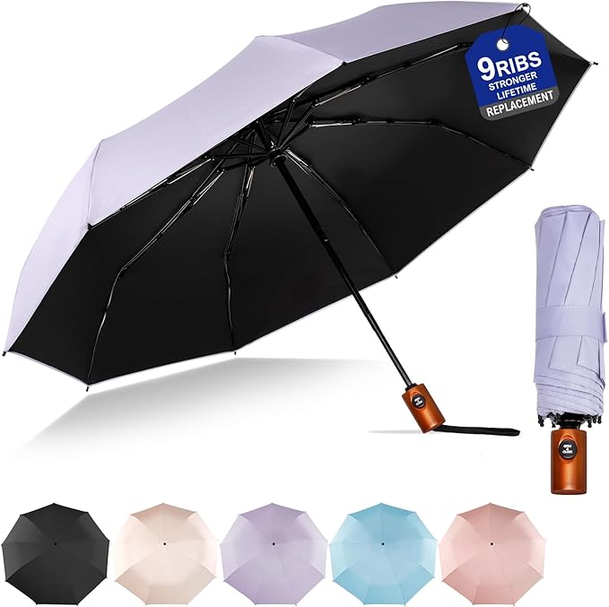 SoulRain Travel Umbrella - Compact Umbrella for Rain - Perfect Large Auto Folding Umbrella - Ideal Car umbrella, Small umbrella, and Travel Companion