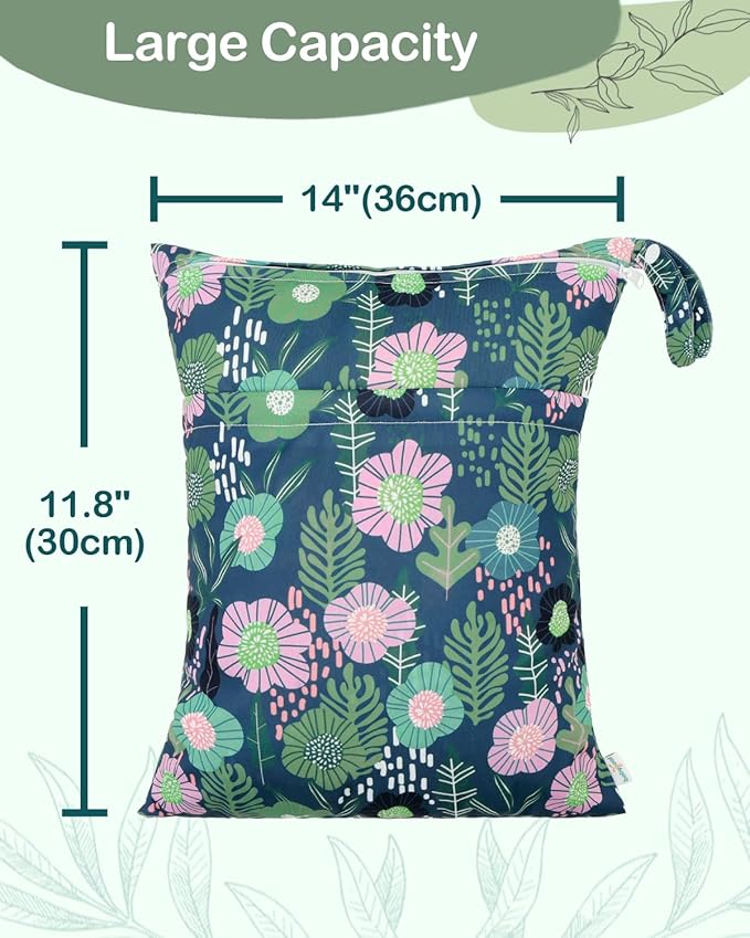 babygoal Floral Wet Dry Bags 3 Pack, Waterproof Travel Bags for Swimsuits, Beach, Pool, Gym,Food Storage and Wet Clothes,3LN45-B