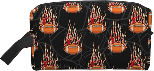 Kids Travel Toiletry Bag for Boys Girls - Waterproof Makeup Pouch Hanging Cosmetic Wash Bags Dopp Kit Shaving Bag for Toiletries Accessories(Fire Football)