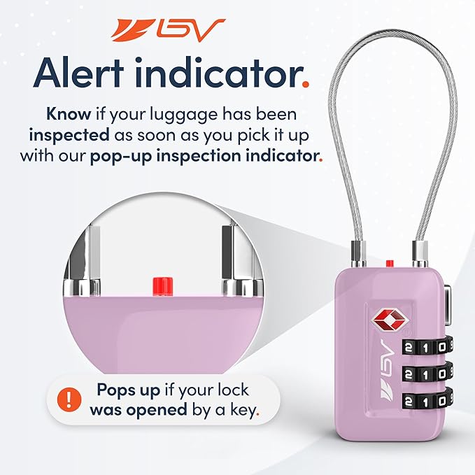 TSA Accepted Luggage Travel Lock, Set-Your-Own Combination Lock for School Gym Locker, Luggage Suitcase Baggage Locks, Filing Cabinets, Toolbox, Case (Purple, 2 Pack)