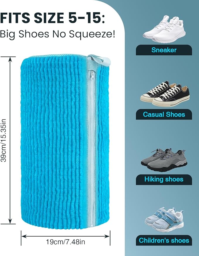 Shoe Washing Machine Bag: 2 Pack Reusable Shoes Cleaning Bags, Heavy Duty Shoe Laundry Bag for Washer & Dryer, 360° Deep Clean for Sneakers Tennis Shoes, Gifts for Women Men