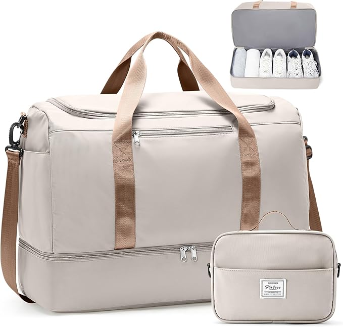 Extra Large Travel Duffle Bag with Shoe Compartment & Toiletry Bag, XL Weekender Bags for Women, Carry On Overnight Bags for Gym Sports, Water-Resistant Hospital Bag for Labor and Delivery