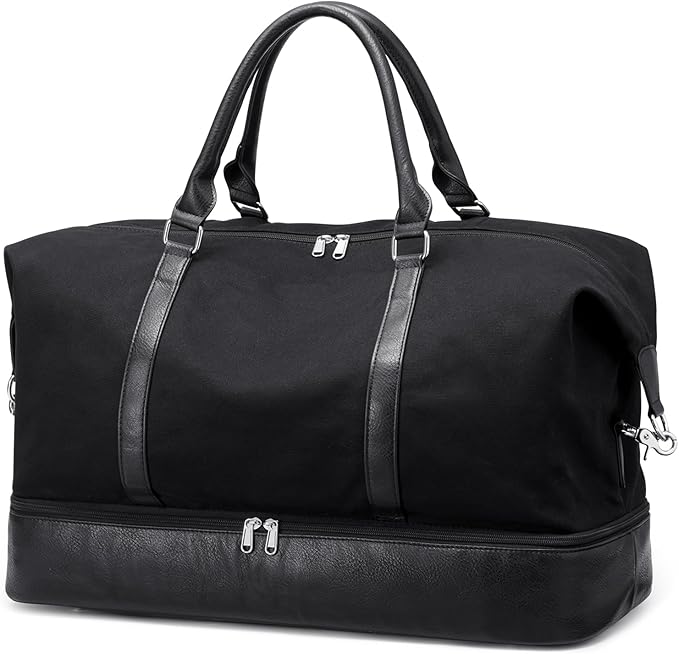 S-ZONE Weekender Bags for Women and Men Travel Duffel Bags with Shoe Compartment Overnight Carry on Duffle Tote Bag