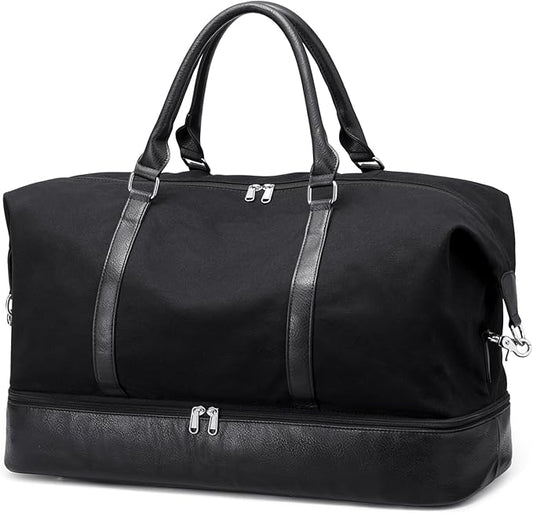 S-ZONE Weekender Bags for Women and Men Travel Duffel Bags with Shoe Compartment Overnight Carry on Duffle Tote Bag