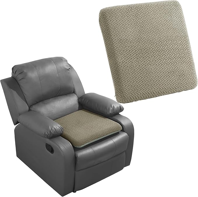 HOMBYS Tufted Furry Recliner Seat Cushion for Elderly Foam Curved Edge Large Square Seat Cushion for Recliner Chair, Floor Pillow, Office Chair, Car, No Pressure on Thighs(Coffee)