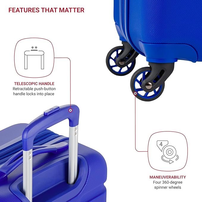 SwissGear 7366 Signature Hardside Expandable Luggage with Spinner Wheels, TSA Lock, Cup-Holder, Cobalt, Carry-On 19-Inch