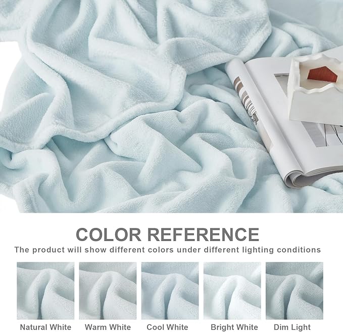 Hansleep Fleece Ice Blue Full Blanket, Super Soft Flannel Fuzzy Plush Cozy Blanket for All Seasons, Ice Blue, Full 84x90 Inches