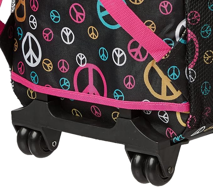 Rockland Double Handle Rolling Backpack, Peace, 17"