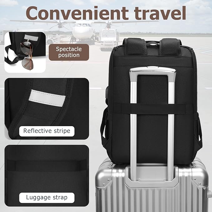 YALUNDISI Vintage Backpack Travel Laptop Backpack with usb Charging Port for Women & Men College Backpack Fits 15.6 Inch Laptop Black Brown