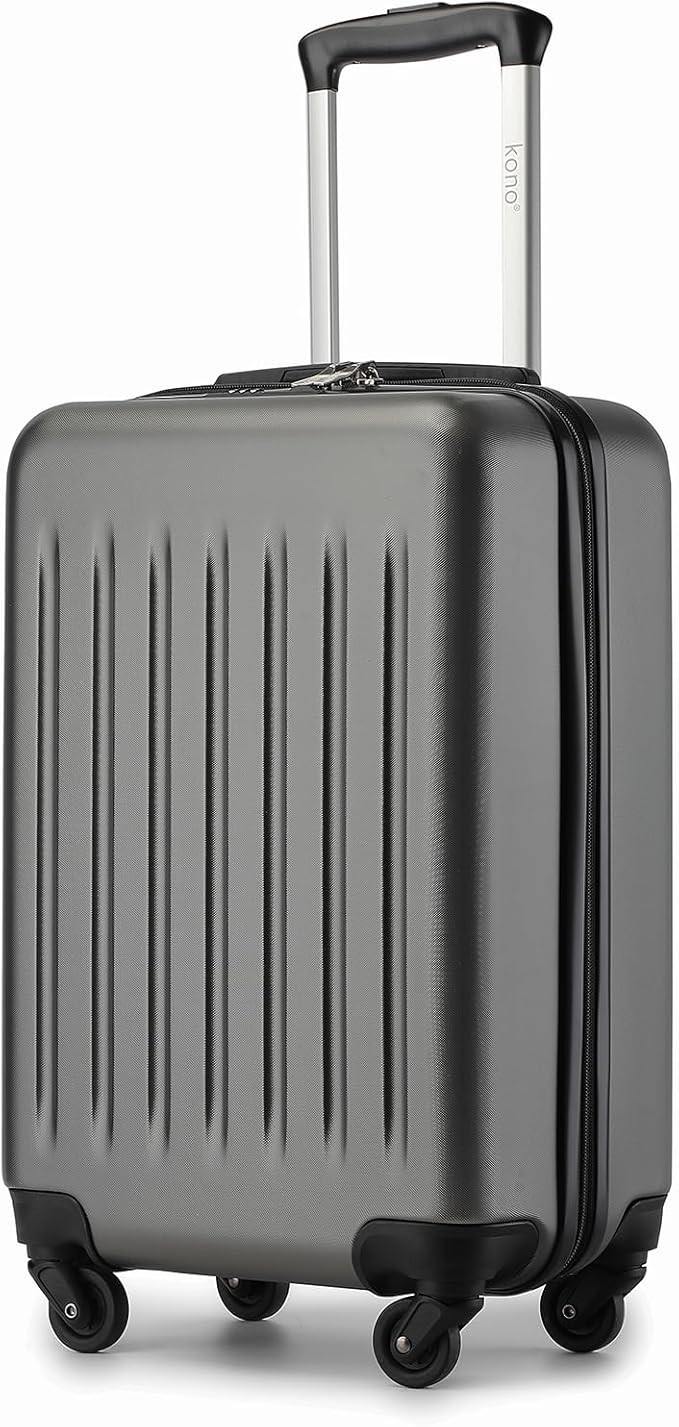 Kono 20-Inch Small Hardside Carry-on Suitcase with Spinner Wheels, Lightweight ABS+PC Rolling Cabin Suitcase for Airplane Travel (Grey, for 1-3 Days of Travel)
