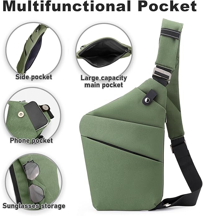 Anti Theft Travel Bag, One Shoulder Large Capacity Cross-body Bag Chest Fashion Lightweight Sling Bags for Travel Sports