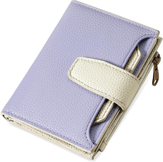 Airkit Small Wallet Women RFID Blocking Soft Leather Bifold Compact Card Holder Wallet for Women with Zipper Coin Pocket 4 ID Window