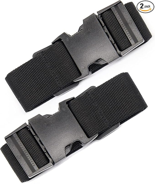 2Pieces Luggage Straps for Suitcase Travel Accessories TSA Approved, 80In Long Belts to Keep Your Suitcase Secure, Black Adjustable Bag Straps with Quick-Release Buckle for Travel Bag Closure