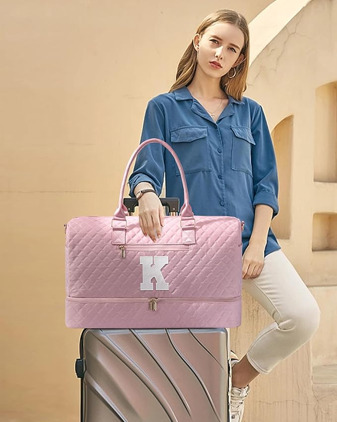 LOVEVOOK Travel Duffle Bag for Women, Weekender Overnight Bag with Shoe Compartment, Carry on Bag with Toiletry Bag, Gym Duffel Bag with Wet Pocket, Hospital Bags for Labor and Delivery 3 Pcs Set